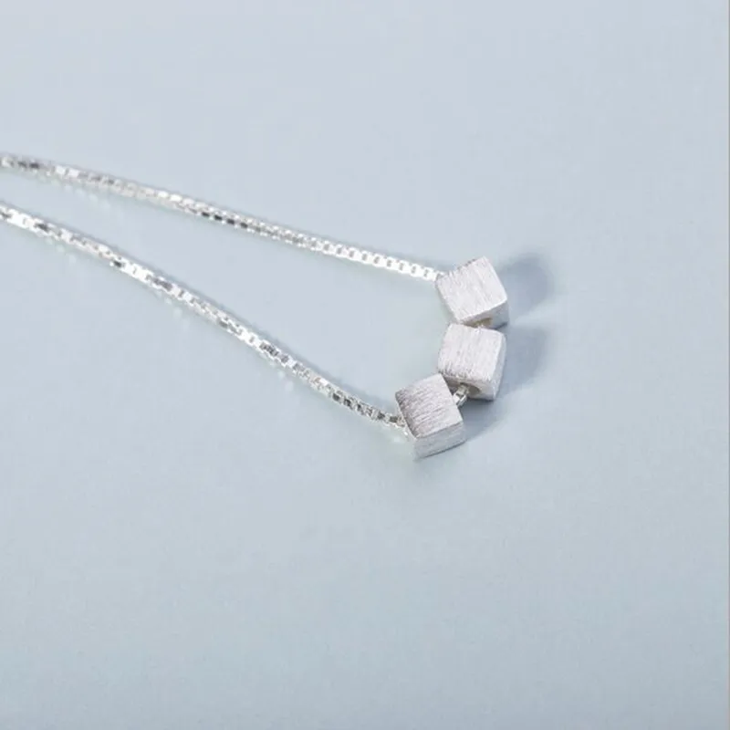 Цепочка с подвеской в виде трехмерного блока из серебра 925 пробы|fashion necklace|necklace