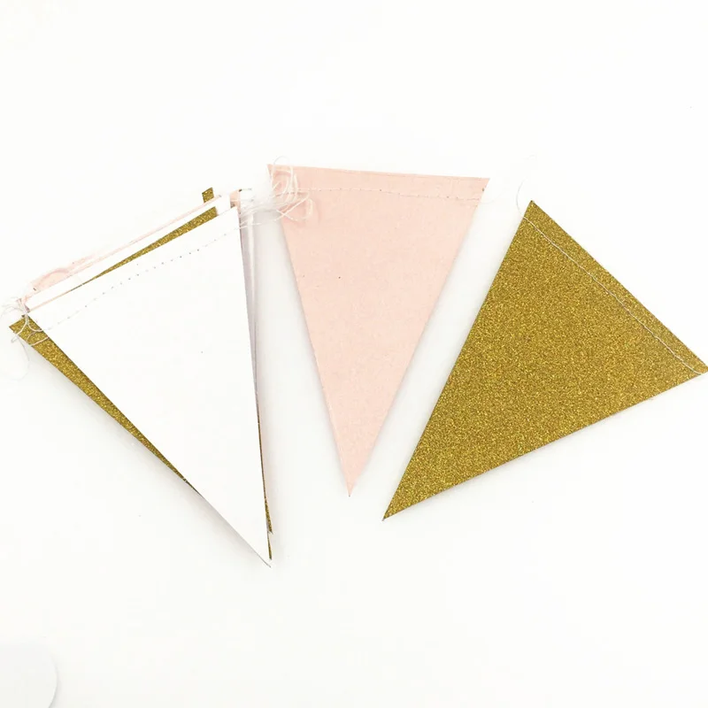 pink white gold Розовый черный, белый цвет золота вигвама Декор Блеск Бумага Вымпел овсянка цветы, растения и цветы бакалавра вечерние свадебные флаги для вечерние украшения - Цвет: pink white gold