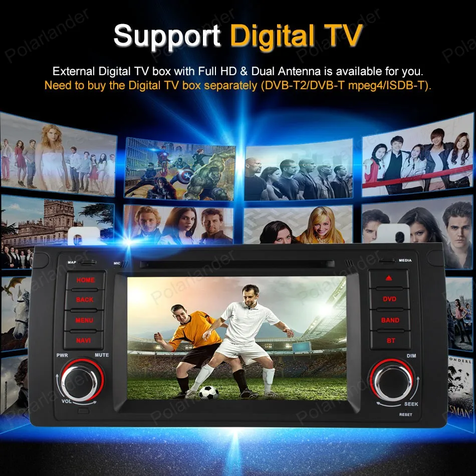 1024*600 Android Поддержка автомобильного DVD BT 3G WiFi GPS DTV DAB + OBDII DVR TPMS для B/MW/E39/X5/M5/E38/E53 FM AM