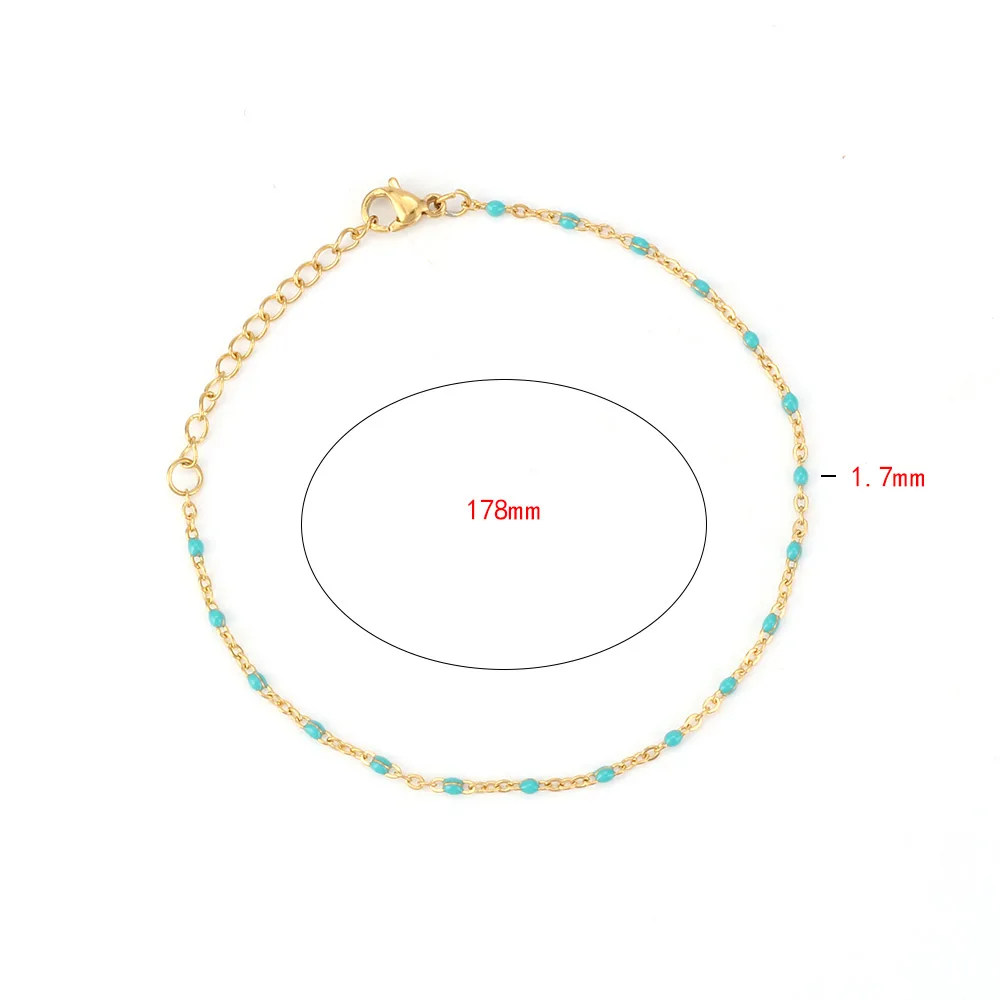light blue Lucky Eye, мини браслет из бисера, золотой, нержавеющая сталь, цепочка, браслет для женщин, женский браслет, ювелирное изделие, красочные подарки EY6237 - Окраска металла: light blue