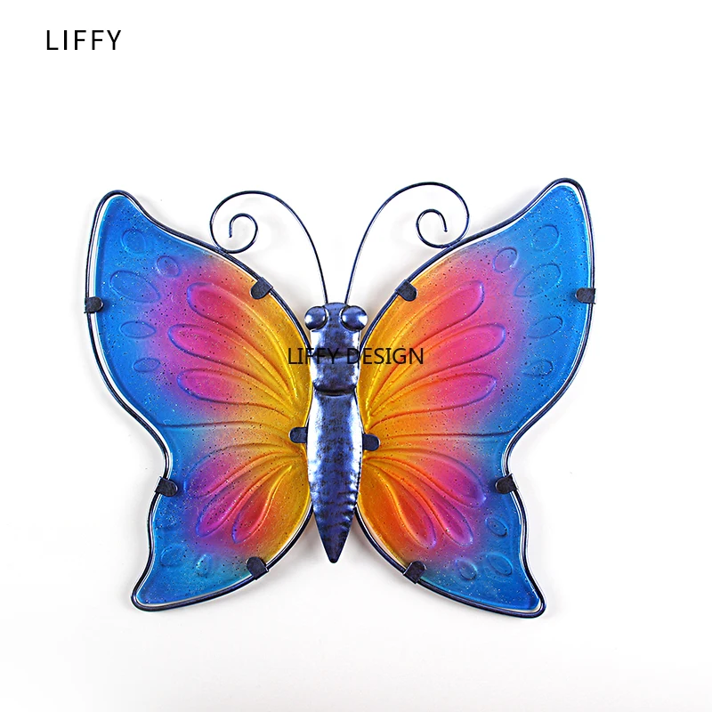 

Metal Butterfly with Glass Wall Decoration for Garden and Home Decoration Outdoor Accessories Statues Sculptures of Yard