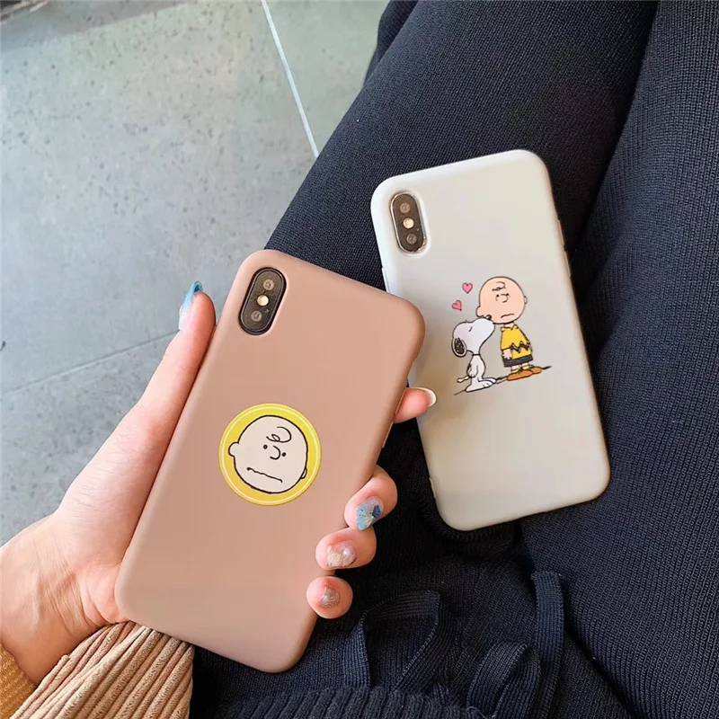 PEANUTS мультфильм Charlie коричневый и собака мягкий чехол для телефона для Iphone11 11pro 6 6S 7 8 Plus X Xs Xr Max матовый карамельный чехол capas funda