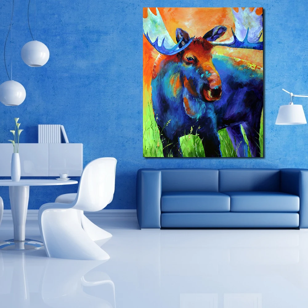JQHYART Moose Акриловая картина маслом настенная живопись картины на холсте гостиная