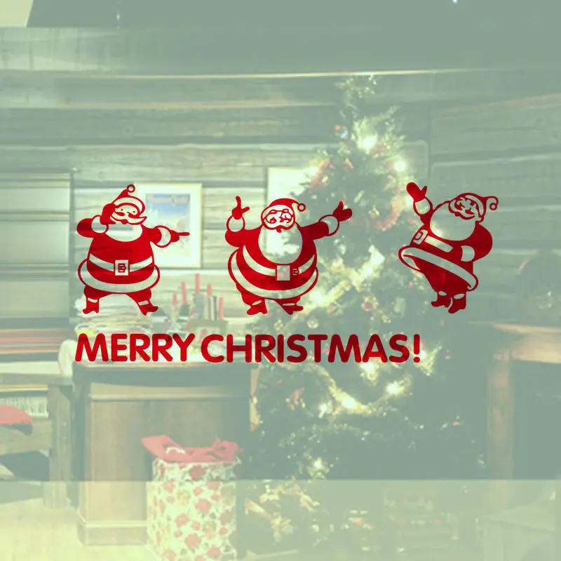 

Christmas Decoration Decal Three Lovely Santa Claus Home Shop Window Vinyl Wall Sticker Kids Room Decal Sticker SIY Decor YO-98
