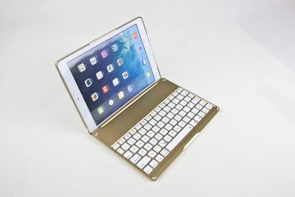 Witsp@ d роскошный Bluetooth чехол для клавиатуры для iPad Air 2, беспроводная клавиатура для нового iPad, светодиодный подсветка+ алюминиевый корпус