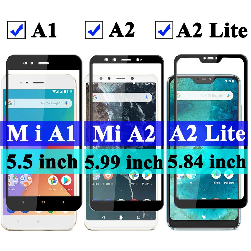 Защитная плёнка для экрана Xiaomi Mi A1 Lite A2 закаленное стекло|Защитные стёкла и