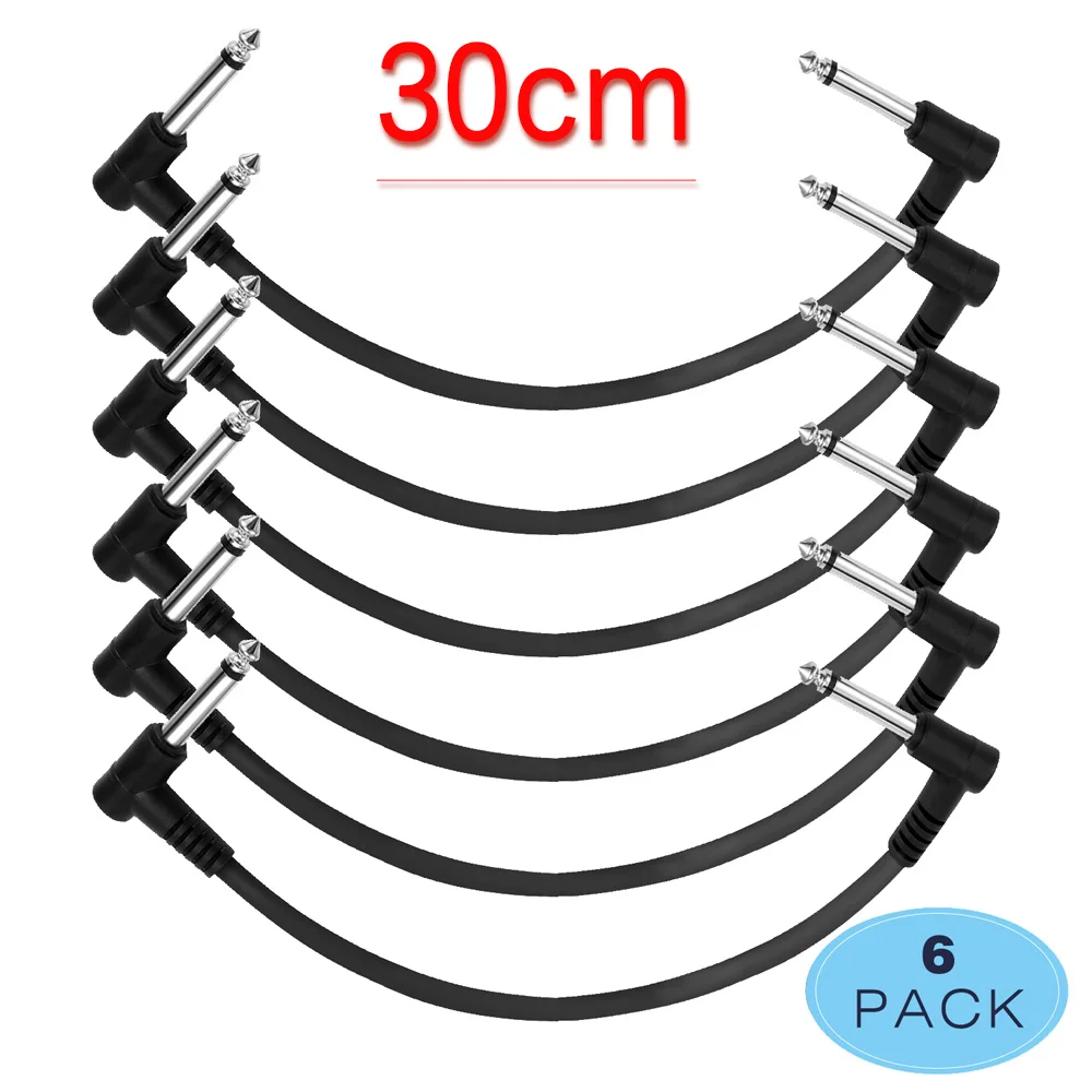 6Pcs-30cm Доннер 3, 6 штук в партии, гитарная педаль патч аудио кабель 15/30 см правый угол Plug гитарные педали эффектов Соединительный кабель провод шнур аксессуары - Цвет: 6Pcs-30cm
