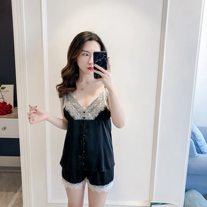 Пижама Pull Size для женщин сексуальное женское белье шелковая пижама Пижамный набор