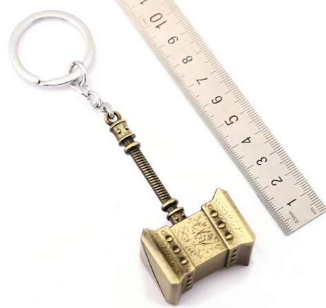 Gold 3 J Store Thor Hammer брелок для автомобиля, ювелирные изделия из фильма, модель Mjolnir, металлический брелок для фанатов, Мужская игрушка для мальчика, сувенир - Цвет: Gold 3