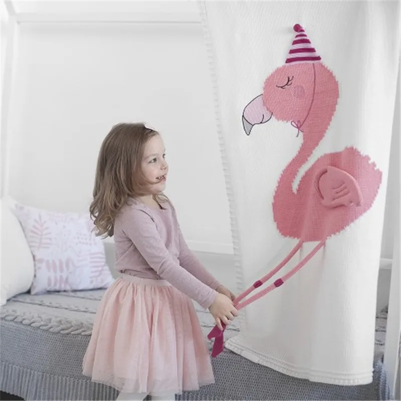 

Вязаное детское одеяло , нордический фламинго, банное полотенце , пеленка для новорожденных, детский пляжный коврик , покрывало для младенце...