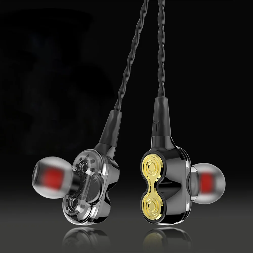 Новые наушники вкладыши сабвуфер четырехъядерный двухтактная гарнитура