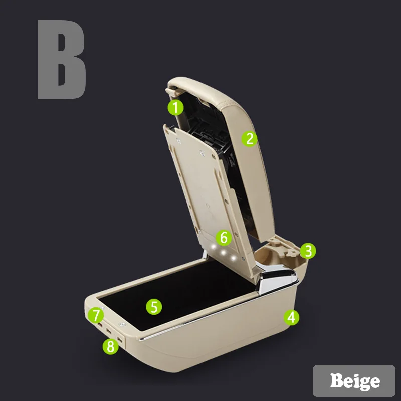 B Style Beige Для Lifan 320 330 Lifan Smily подлокотник коробка usb зарядка интерфейс повысить центральный магазин содержание коробка Подстаканник Пепельница - Название цвета: B Style Beige