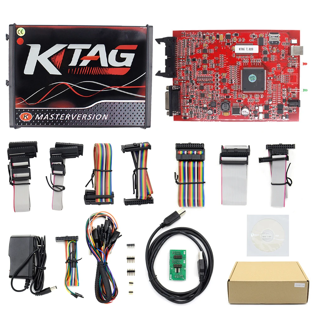 Онлайн V2.47 ЕС красный Kess V5.017 OBD2 менеджер Тюнинг Комплект KTAG V7.020 4 светодиодный V2 5