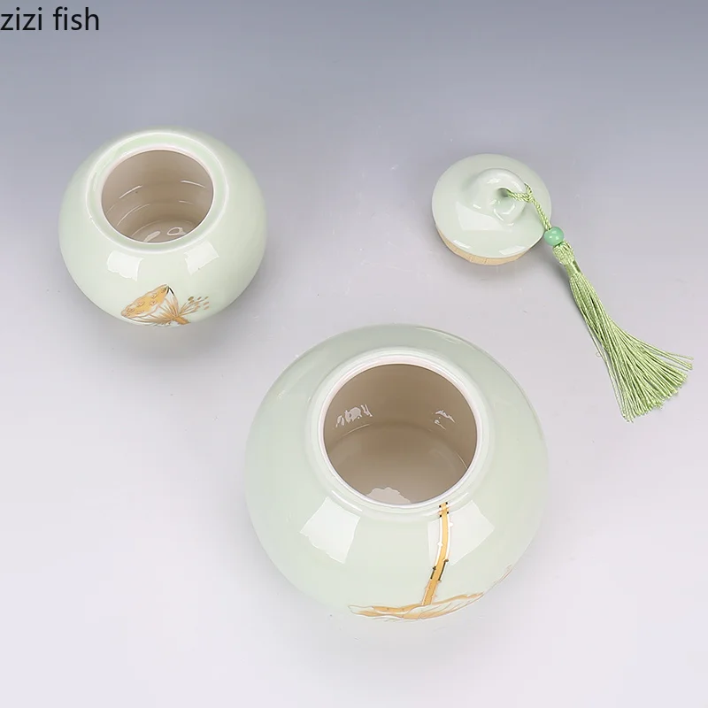 Creative ceramics gourd Tea can Sealed jar Household decoration Kitchen storage ceramic tea tin containers | Дом и сад