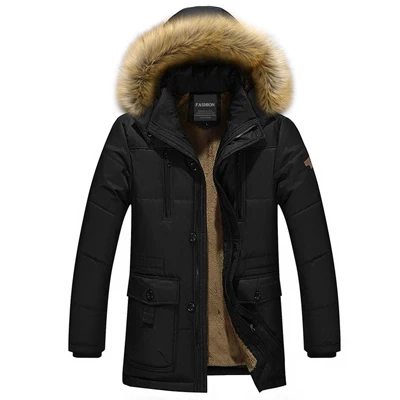 Black UNIVOS KUNI, Мужская Толстая куртка, модная, брендовая, дикая, одноцветная, повседневная, зимняя, с мехом, плюс бархат, с капюшоном, мужская, большой размер, 8XL, J551 - Цвет: Black