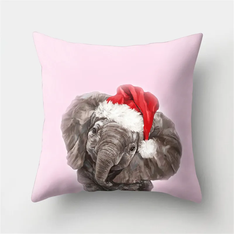 

Cute Animal Short Soft Plush Throw Pillow Covers Decorative Pillow Covers Dog Cat Hat Pink Pillowcase 45x45cm Kids Xmas Gift