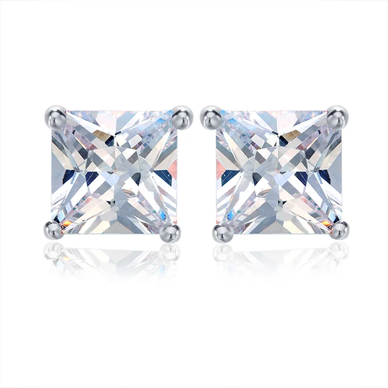 Platinum Clear CZ Effie queen женские серьги AAA Качество австрийский квадратный кристалл красочные женские серьги-гвоздики модные ювелирные изделия WE148 - Окраска металла: Platinum Clear CZ