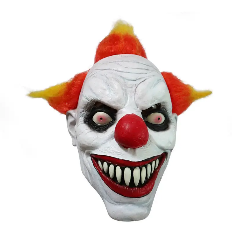 

Adult Latex with Hair Halloween Mask Scary Ghost Clown Face Fancy Party Costume Dress Props Mask