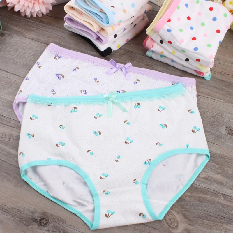 Winter fresh kawaii cotton modal knickers Japanese cute girl underwear briefs waist sexy lace panties thin cherry underpants | Женская