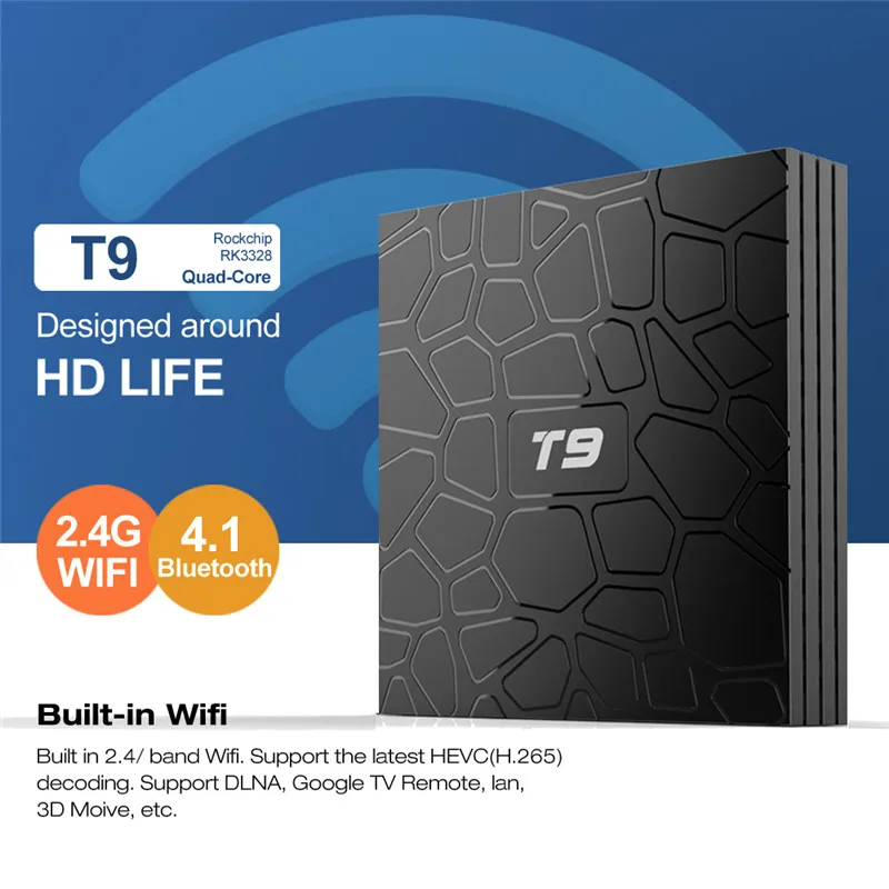 T9 ТВ приставка Android 9 0 RK3328 Четырехъядерный 4G 32G 64G 2G 16G WiFi HD 3D 4K H.265 BT смарт
