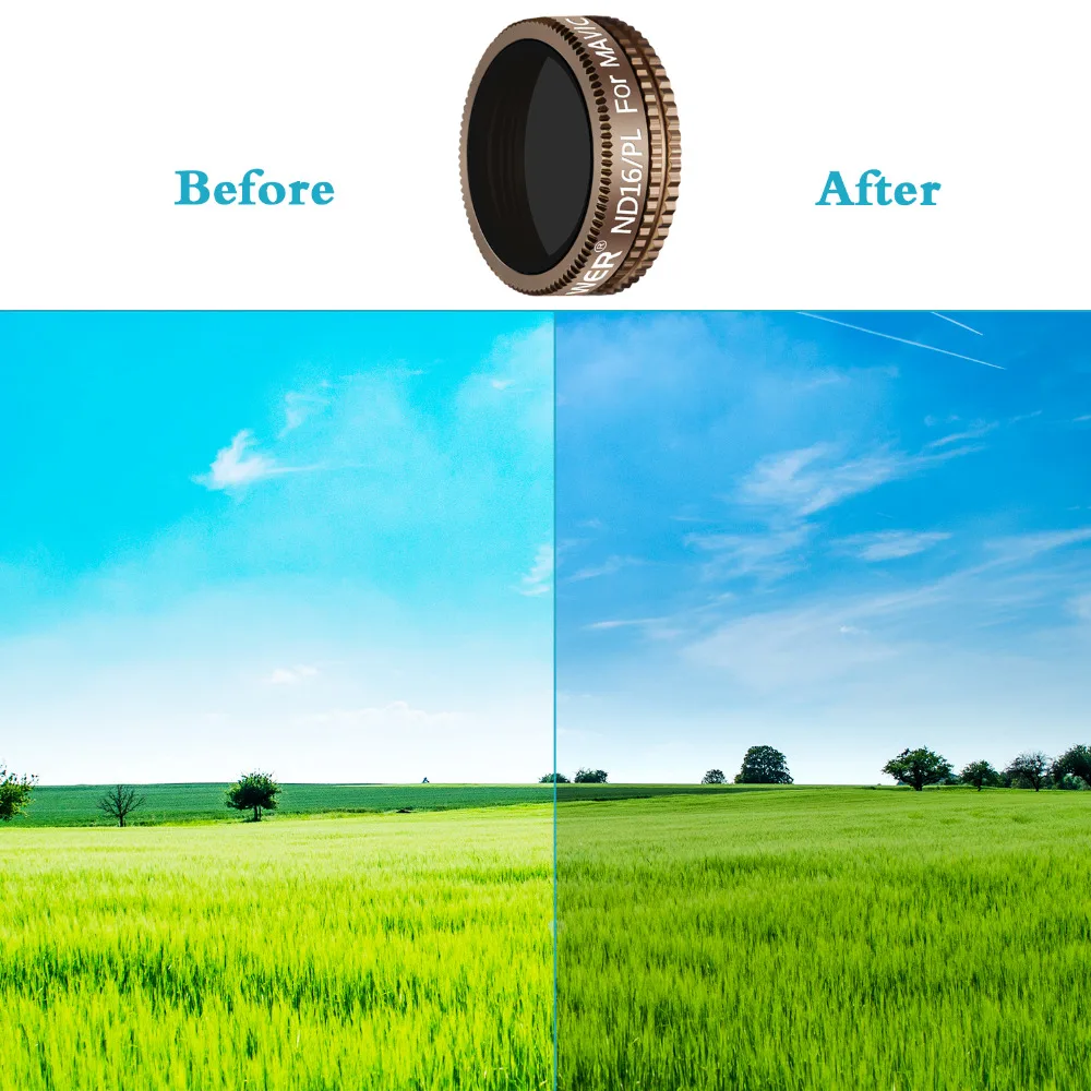 Neewer 3 Pieces Pro Lens Filter Kit for DJI Mavic Air Drone Quadcopter Includes: ND4/PL, ND8/PL, ND16/PL Filters(Gold