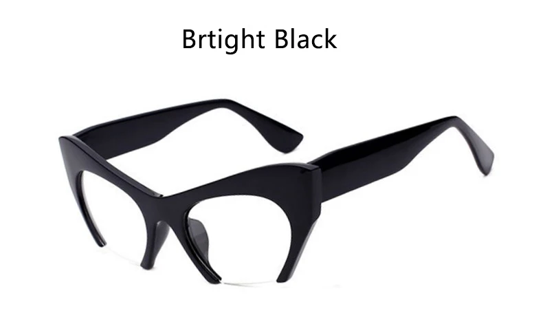 bright black clear Черная оправа для очков "кошачий глаз", прозрачное стекло es, роскошная брендовая оправа, полуоправа, солнцезащитные очки es, прозрачные линзы, Ретро стиль, близорукость, ботаническое стекло - Цвет оправы: bright black clear