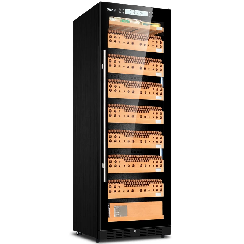 FUKE cigar светодиодные лампы для шкафа humidor дисплей большой деревянный кулер для сигар FK-188C1 - Цвет: Черный
