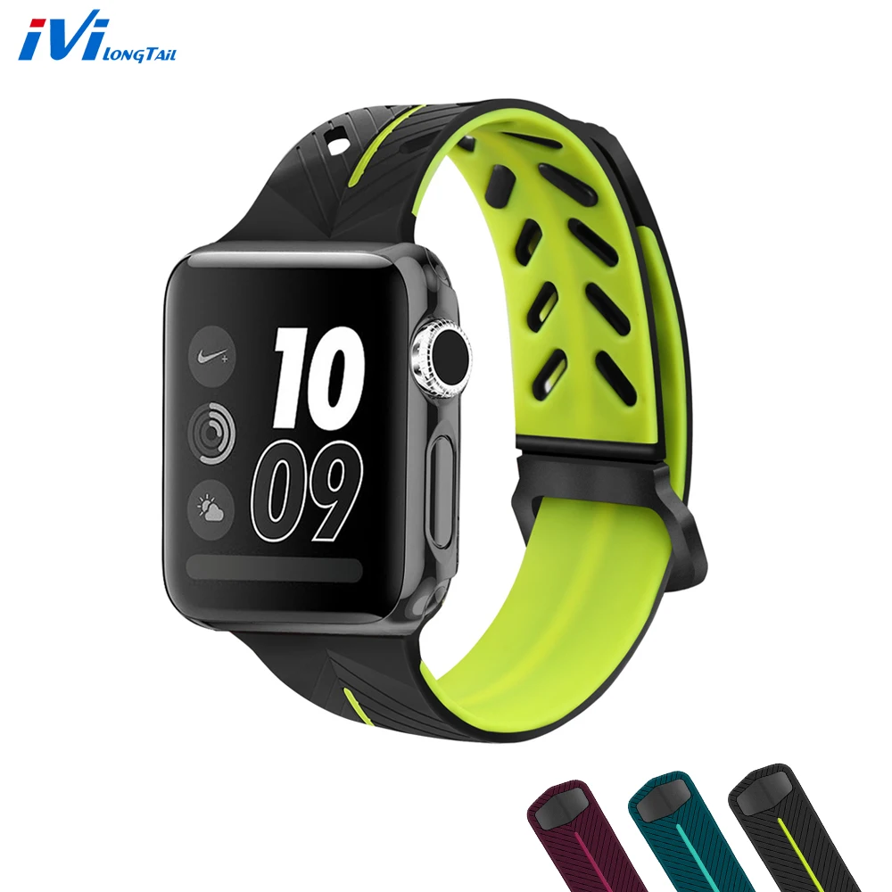 Брендовые спортивные силикон для Apple Watch группа 42 мм 38 случае каучуковый ремешок