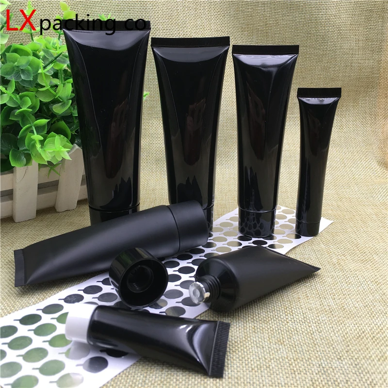 

10ML 5ML 30ML Black Plastic Tube Bottles 2 3.5 OZ Refillable Empty Cosmetic Containers Pack Materia