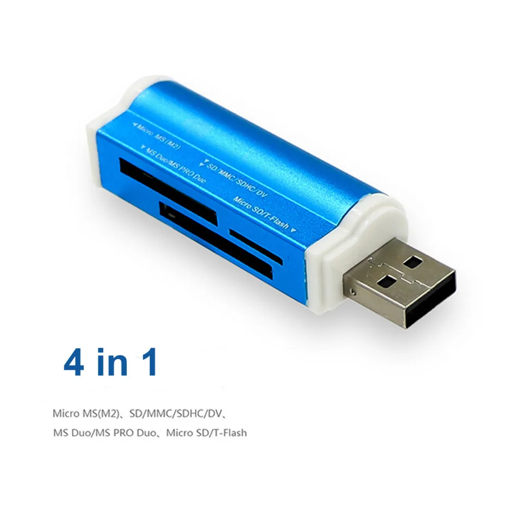 Кардридер Многофункциональный 4 в 1 Micro USB 2 0 карта памяти Адаптер для SD SDHC TF M2 MMC MS PRO