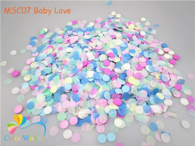 MSC07 Baby Love 10 грамм 1 см Круглые Конфетти из папиросной бумаги круги точки наполнения воздушные шары события Baby Shower Свадьба День Рождения украшения - Цвет: MSC07 Baby Love
