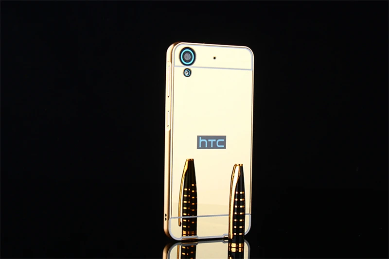 Чехол для HTC Desire 628 металлическая рамка с зеркальной задней крышкой Жесткий