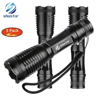 123pack high power led flashlight t6l2 waterproof torch zoomable flashlight torch light 5 modes for 3xaaa or 1x18650