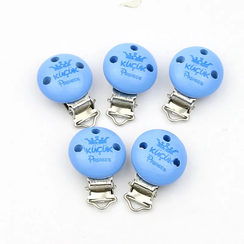 Деревянная детская соска забавная держатель синяя Корона узор деревянная зажимы