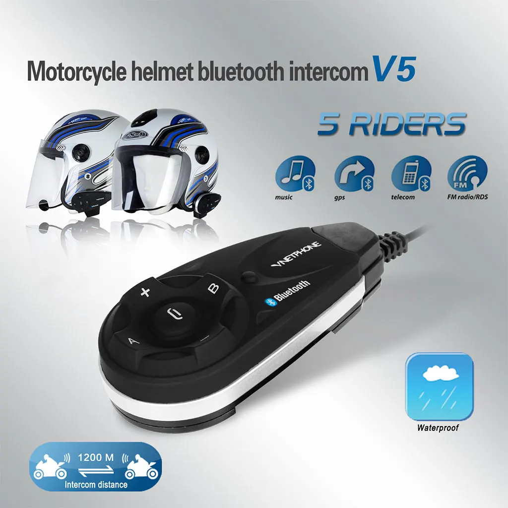 Bluetooth рация для мотоцикла V5 портативная езды на велосипеде HD стереозвук + FM