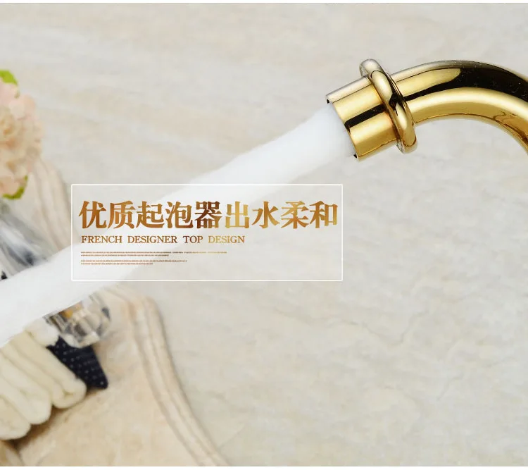 Бесплатная доставка двойной кран для раковины из бамбука и золота с твердой