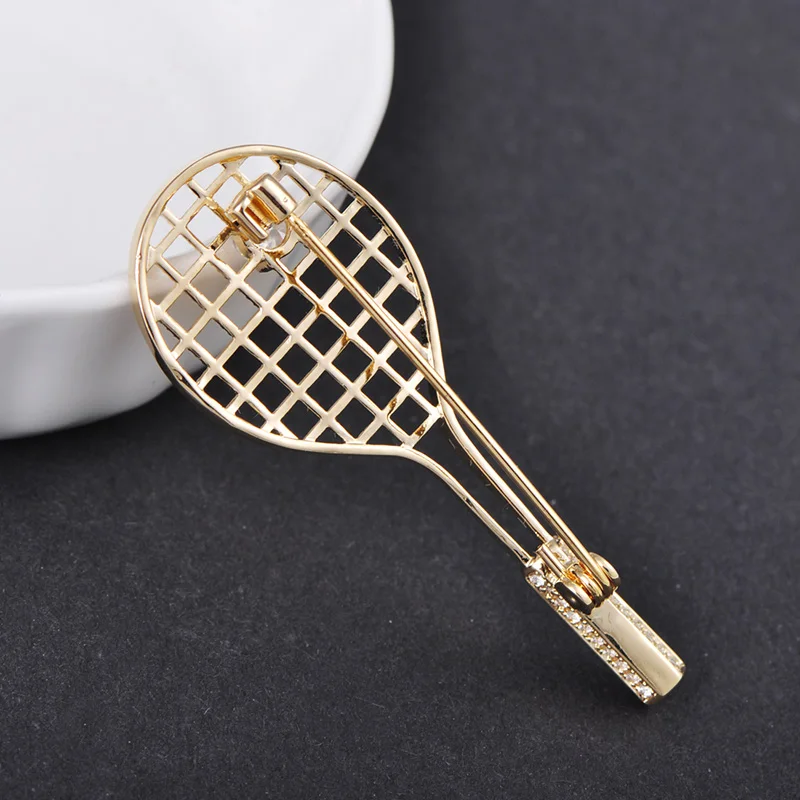 Madrry Simple Badminton Racket Shape Brooch Cubic Zircon Jewelry Women Men Sweatshirt Coat Lapel Bag Pins Daily Accessories Gift | Украшения