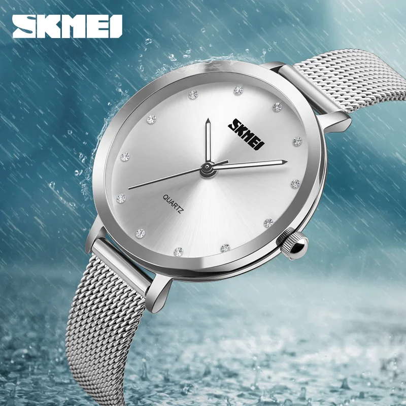 SKMEI мода Montre Femme женские часы розовое золото браслет из нержавеющей стали часы женские роскошные кварцевые наручные часы женские часы