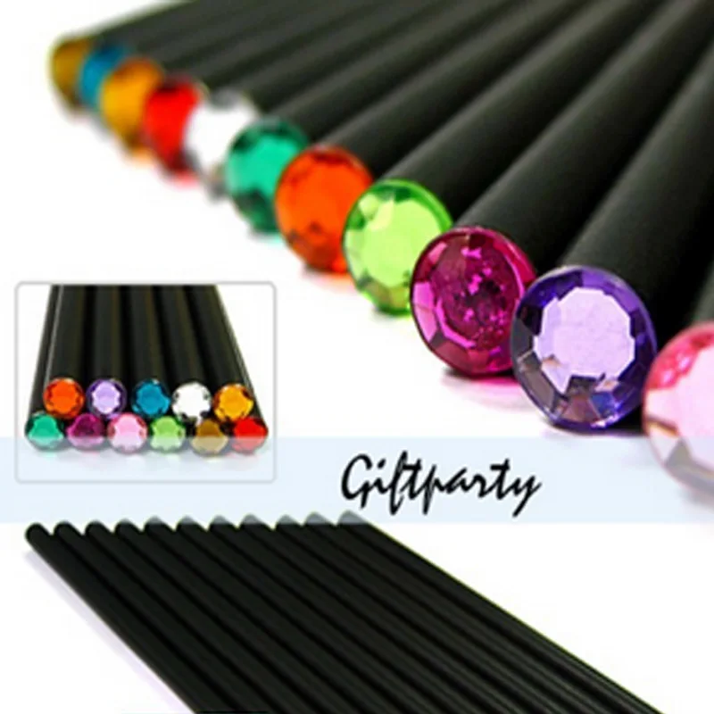 12pcs/set Pencil Hb Diamond Color Pencil Stationery Items Drawing Supplies Cute Pencils For School Basswood Office School Cute