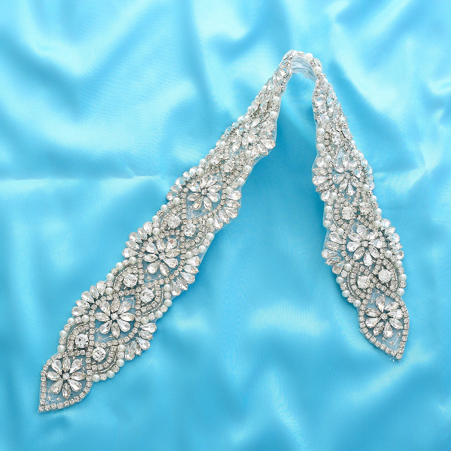 

Big Size Silver Crystal Beads Rhinestones Bridal Belt Wedding Dress Sash For Wedding Accessories S139S