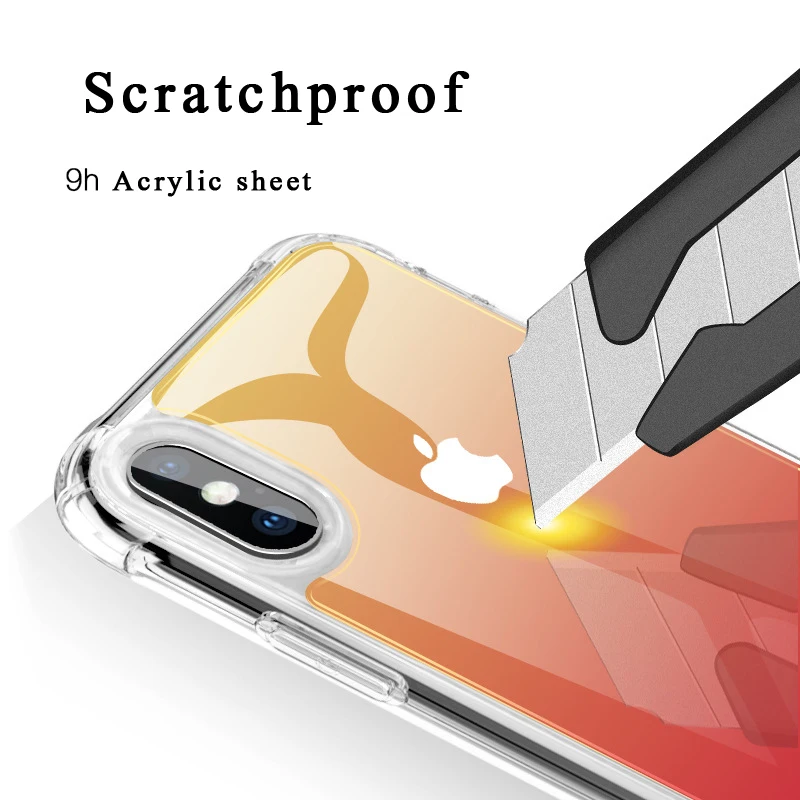 Gradient Phone Case For iPhone XR XS Max 8 7 6 6S Plus Hard Silicone Acrylic Cover for Iphone Xs Xr Transparent Shell |