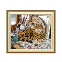 joy sunday cross stitch printing embroidered cloth 11ct 14ct sewing embroidery animal cat painting home wall paintings