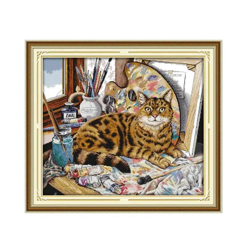 Joy Sunday вышивка крестиком вышитая ткань 11CT 14CT швейная животные рисунок кошки