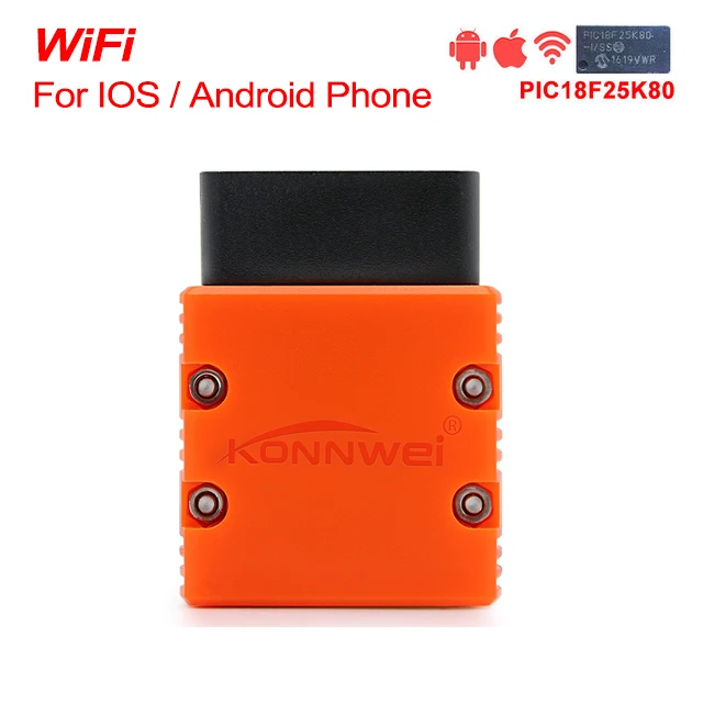 Orange KONNWEI ELM327 wifi V1.5 PIC25K80 KW902 Автосканер ELM 327 wifi Поддержка IOS для iPhone iPad и Android PC EML327 полный протокол - Цвет: Orange