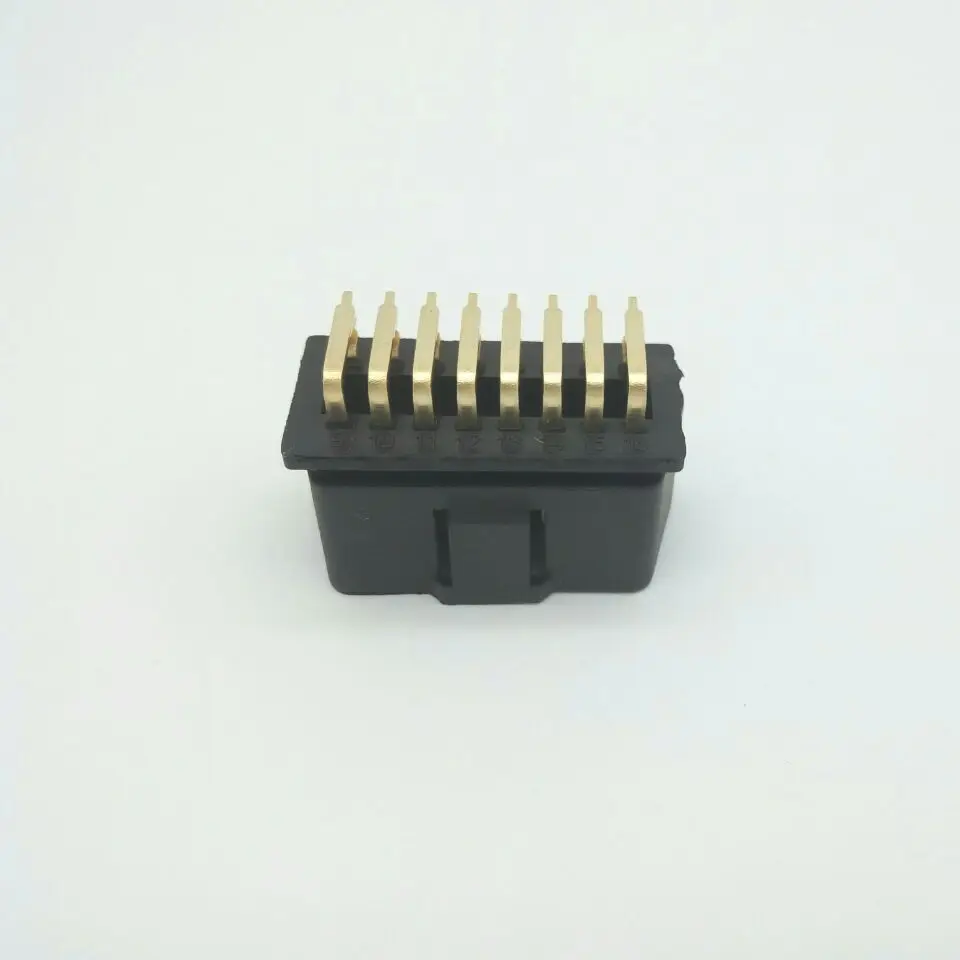 OBD2 12V/24V 16 pin золотой разъем с 90C градусов для припоя|Соединители| |