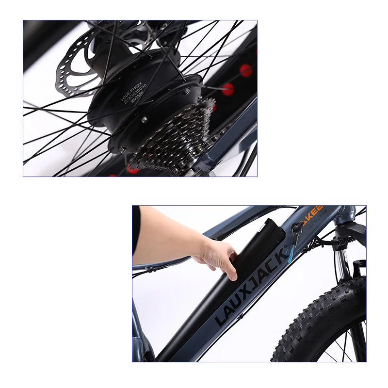 LAUXJACK Fatbike Электрический велосипед алюминиевая рама 27 скоростной механический