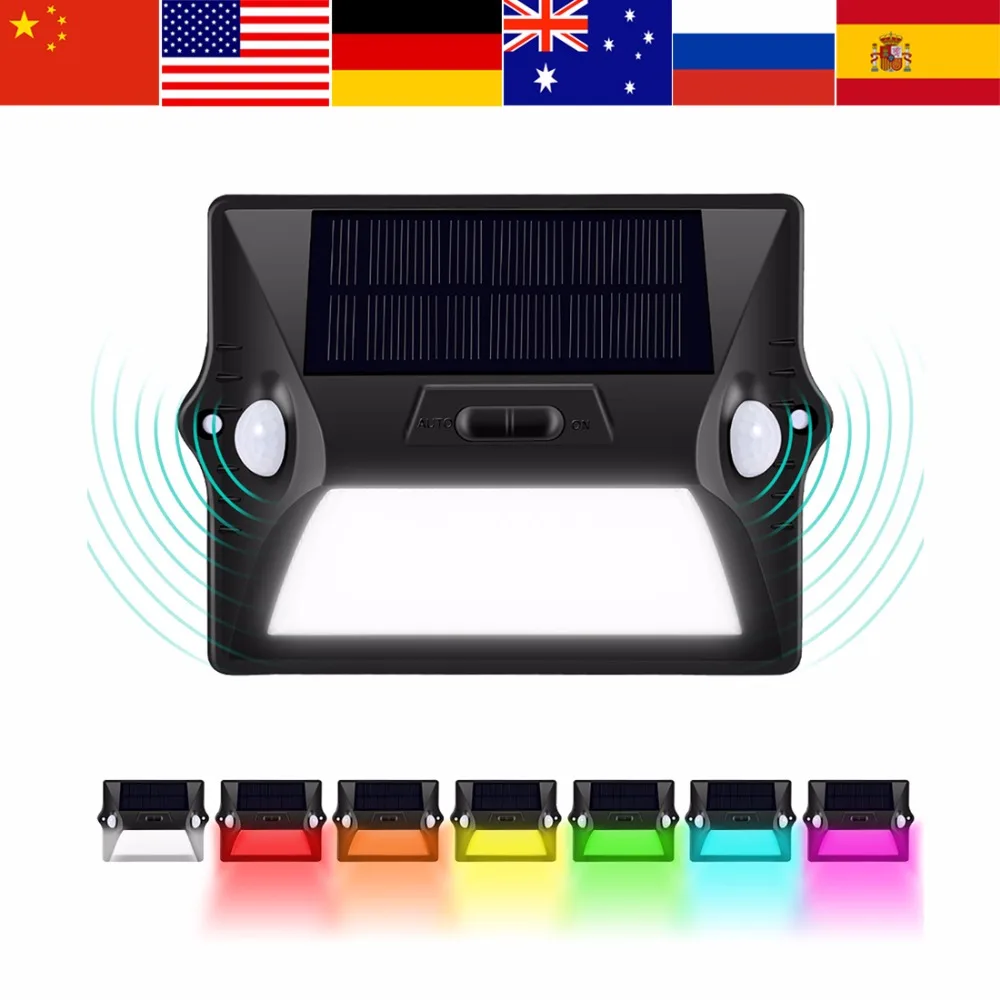 12 LED Солнечный свет с двойной головкой PIR датчик движения солнечные огни для