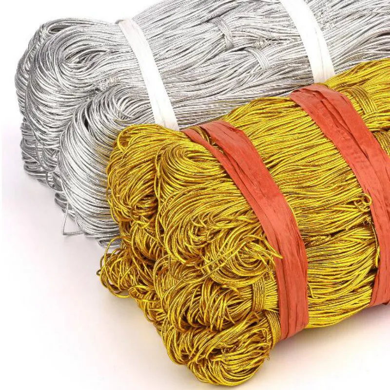 100 м золотистые Серебристые эластичные веревки Аксессуары для упаковки DIY