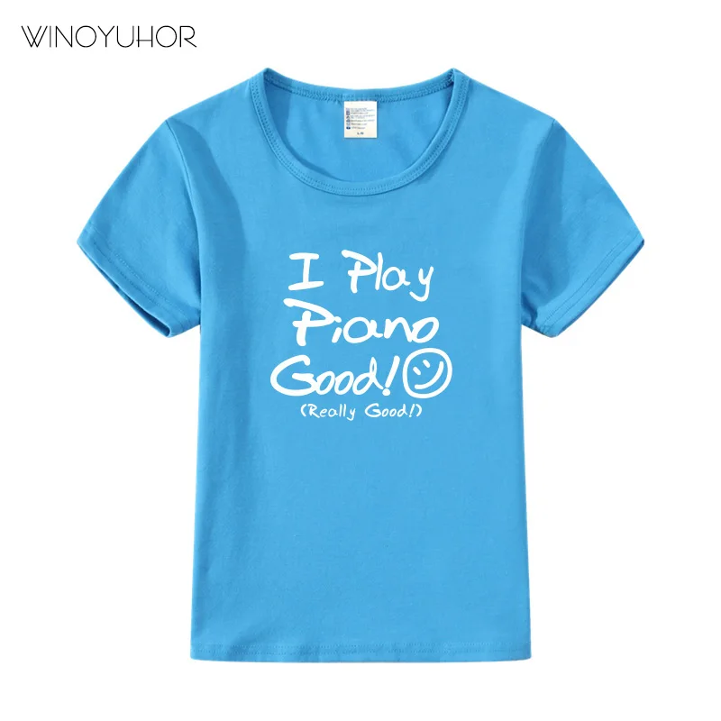 Футболка с надписью I Play Piano Good Детская летняя футболка коротким рукавом подарок