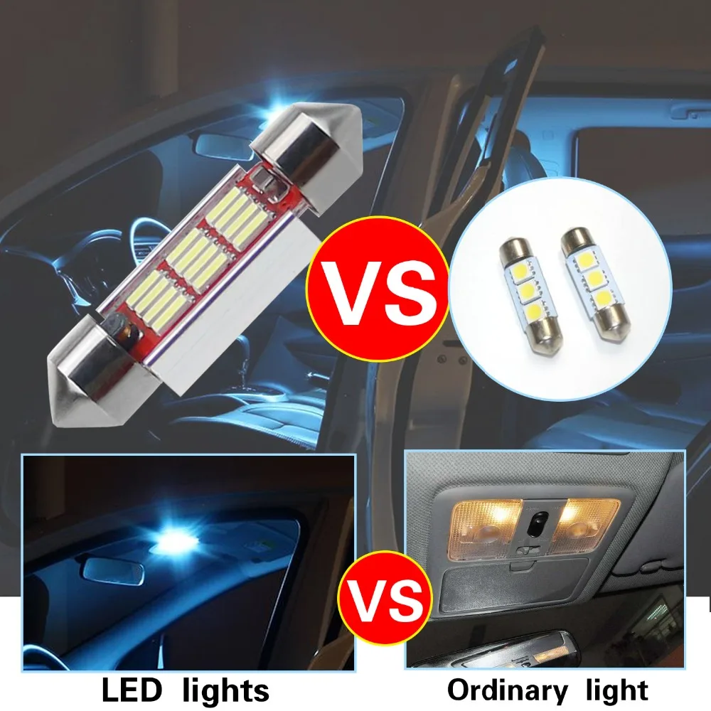 LVTUSI 2 шт. светодиодный светильник C5W 31 мм 36 мм 39 мм 42 мм SV8 5 C10W 4014 SMD авто Стайлинг интерьер внешний свет Canbus G